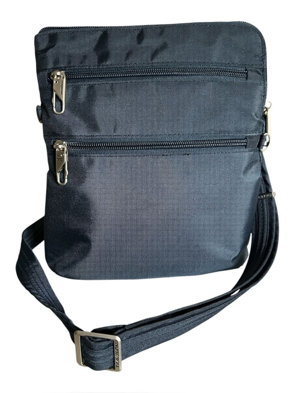 Travelon Anti-Theft Classic Slim Double Zip Crossbody Bag in Midnight Blue